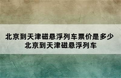 北京到天津磁悬浮列车票价是多少 北京到天津磁悬浮列车